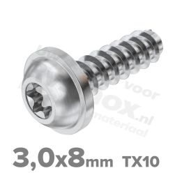 Rvs bolkopflensschroeven 3x8mm TX10 voor thermoplasten A2 | Rvsinox.nl