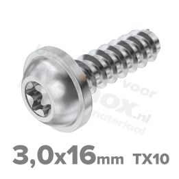 Rvs bolkopflensschroeven 3x16mm TX10 voor thermoplasten A2 | Rvsinox.nl