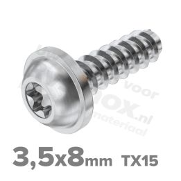 Rvs bolkopflensschroef 3.5x8mm TX15 voor thermoplasten A2 | Rvsinox.nl