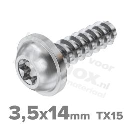 Rvs bolkopflensschroef 3.5x14mm TX15 voor thermoplasten A2 | Rvsinox.nl