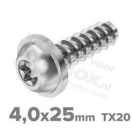 Rvs bolkopflensschroef 4x25mm TX20 voor thermoplasten A2 | Rvsinox.nl