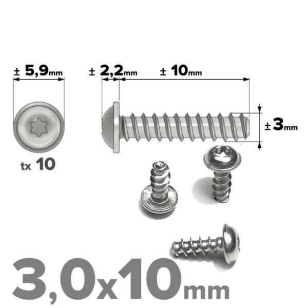 Rvs bolkopflensschroeven 3x10mm TX10 voor thermoplasten A2 | Rvsinox.nl