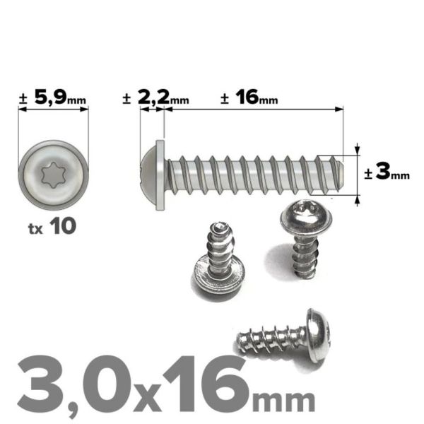Rvs bolkopflensschroeven 3x16mm TX10 voor thermoplasten A2 | Rvsinox.nl