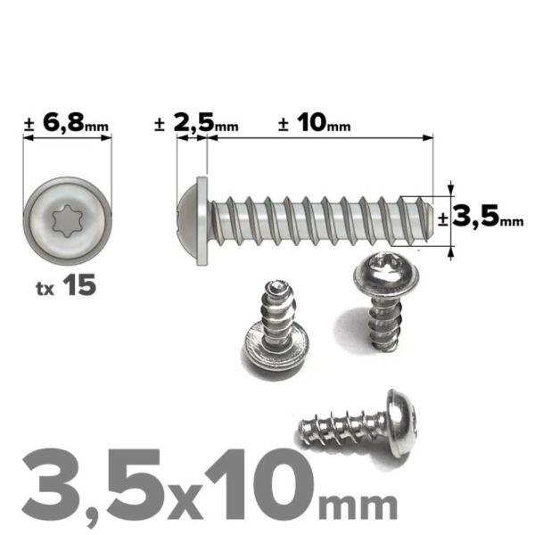 Rvs bolkopflensschroef 3.5x10mm TX15 voor thermoplasten A2 | Rvsinox.nl