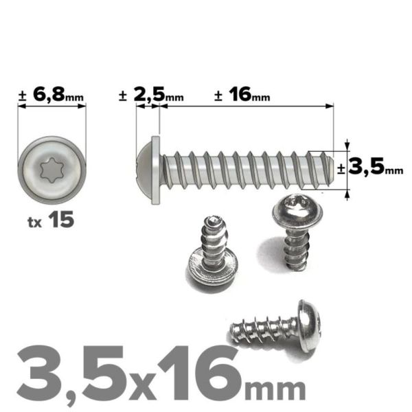 Rvs bolkopflensschroef 3.5x16mm TX15 voor thermoplasten A2 | Rvsinox.nl