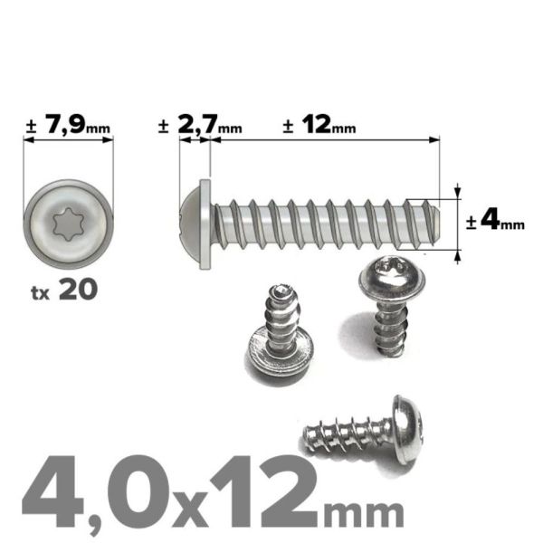 Rvs bolkopflensschroef 4x12mm TX20 voor thermoplasten A2 | Rvsinox.nl