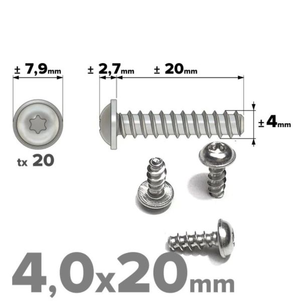 Rvs bolkopflensschroef 4x20mm TX20 voor thermoplasten A2 | Rvsinox.nl