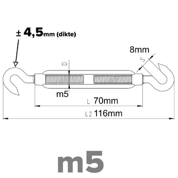 Rvs spanschroef M5 - Art. 8246B A4 | Rvsinox.nl