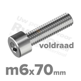 Inbusbout M6x70/70 DIN 912 / ISO 4762 - RVS A2 (Inox)