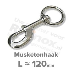 Rvs musketonhaak 120mm - Art. 8303 A4 | Rvsinox.nl