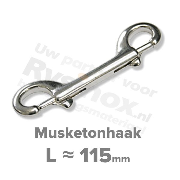 Rvs dubbele musketonhaak 115mm - Art. 8416 A4 | Rvsinox.nl
