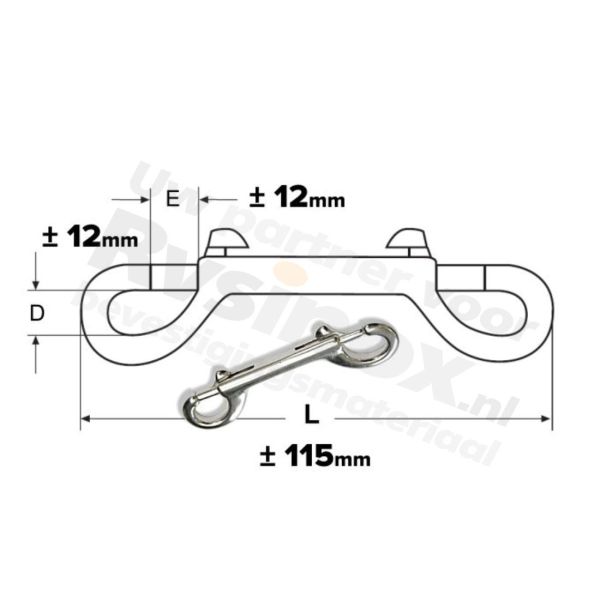 Rvs dubbele musketonhaak 115mm - Art. 8416 A4 | Rvsinox.nl