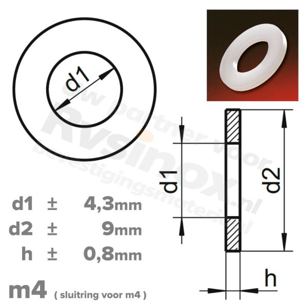 Sluitring m4 - DIN 125 PA 6.6 ( polyamide ) | Rvsinox.nl