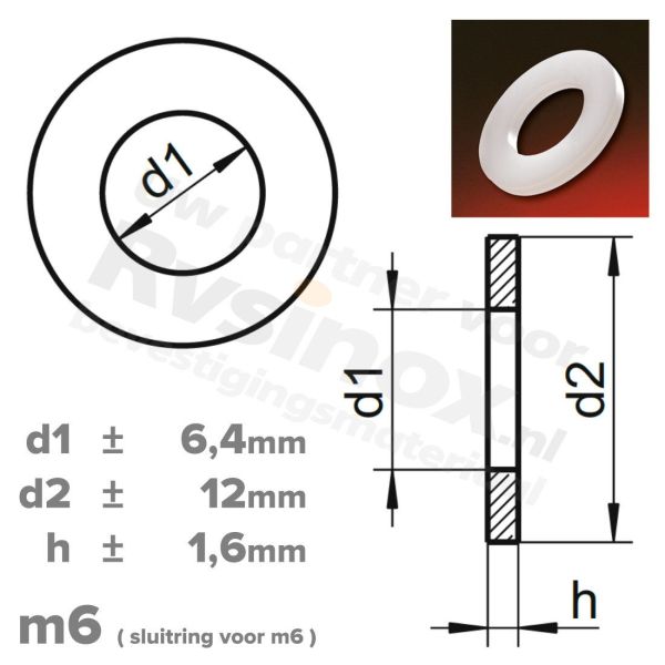 Sluitring m6 - DIN 125 PA 6.6 ( polyamide ) | Rvsinox.nl