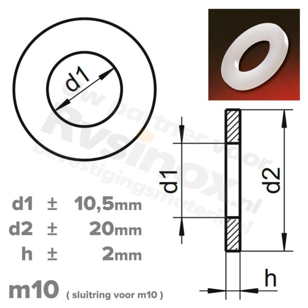 Sluitring m10 - DIN 125 PA 6.6 ( polyamide ) | Rvsinox.nl
