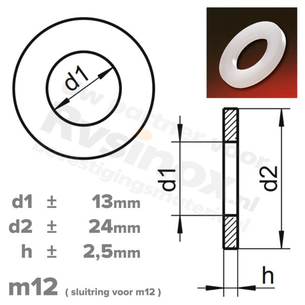 Sluitring m12 - DIN 125 PA 6.6 ( polyamide ) | Rvsinox.nl