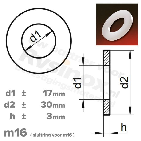 Sluitring m16 - DIN 125 PA 6.6 ( polyamide ) | Rvsinox.nl