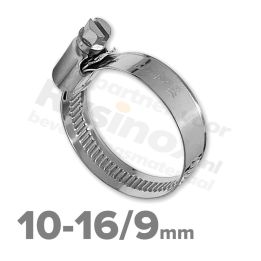 Rvs slangklem 10-16mm / 9mm - DIN 3017 A2 | Rvsinox.nl
