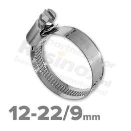 Rvs slangklem 12-22mm / 9mm - DIN 3017 A2 | Rvsinox.nl