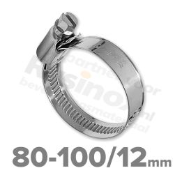 Rvs slangklem 80-100mm / 12mm - DIN 3017 A2 | Rvsinox.nl