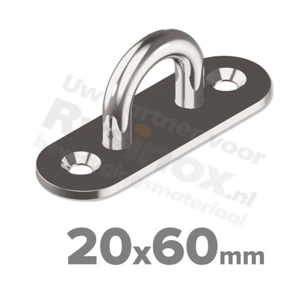 Rvs oogplaat 20x60mm - Art. 8266 A2 | Rvsinox.nl