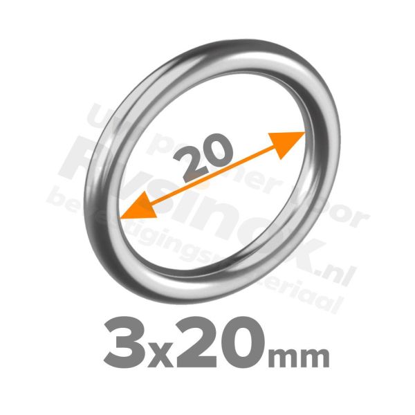 Rvs ring 3x20 - Art. 8229 A4 | Rvsinox.nl