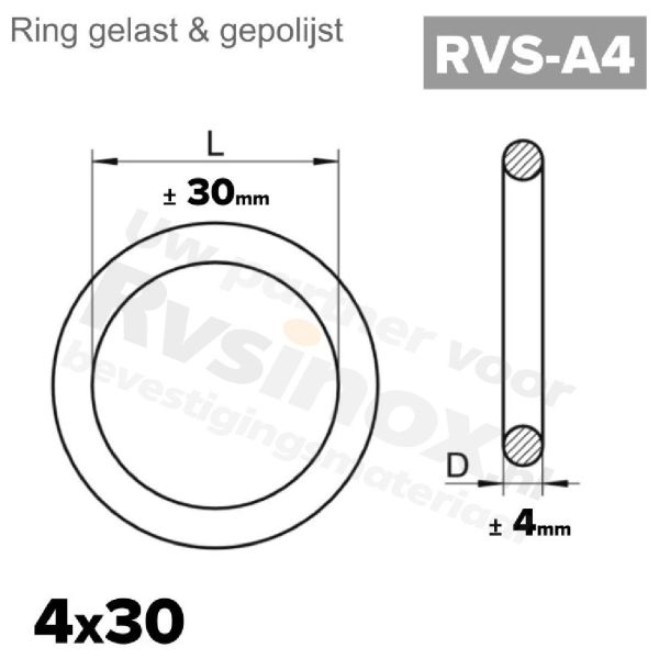 Rvs ring 4x30 - Art. 8229 A4 | Rvsinox.nl