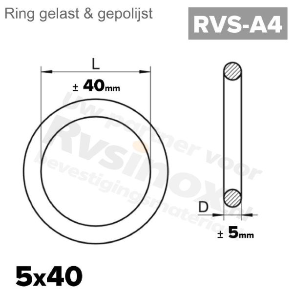 Rvs ring 5x40 - Art. 8229 A4 | Rvsinox.nl