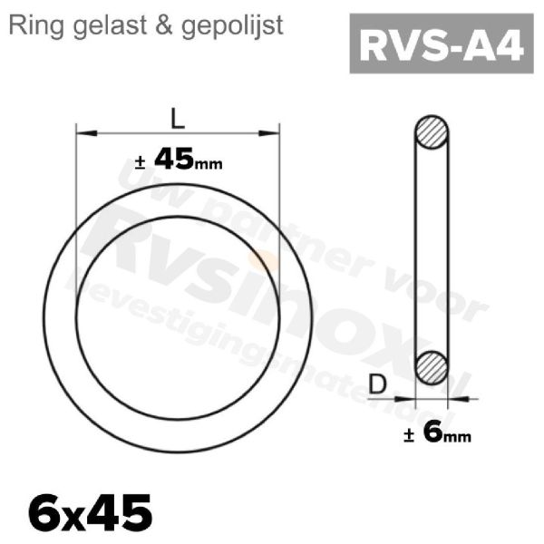 Rvs ring 6x45 - Art. 8229 A4 | Rvsinox.nl