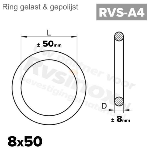 Rvs ring 8x50 - Art. 8229 A4 | Rvsinox.nl