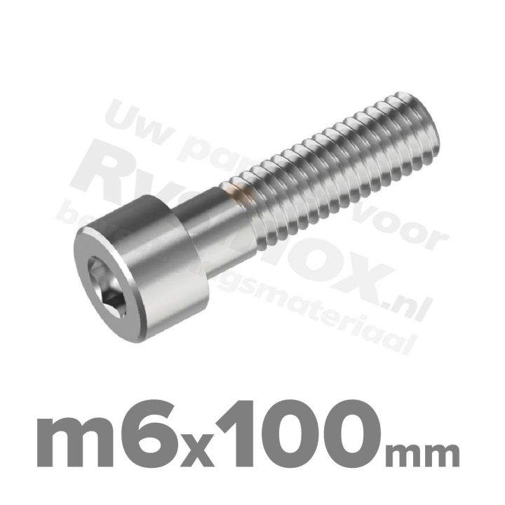 Inbusbout M6x100 DIN 912 / ISO 4762 - RVS A2 (Inox)