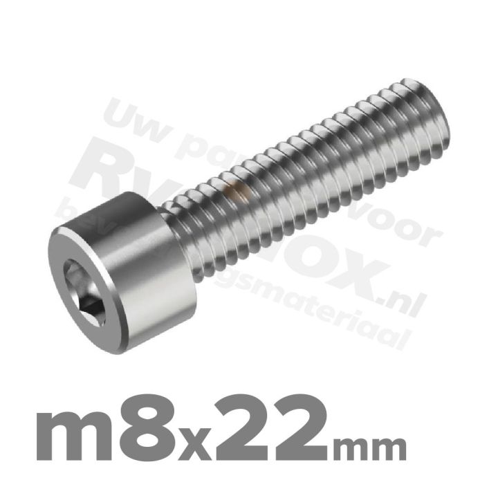 Inbusbout M8x22 DIN 912 / ISO 4762 - RVS A2 (Inox)