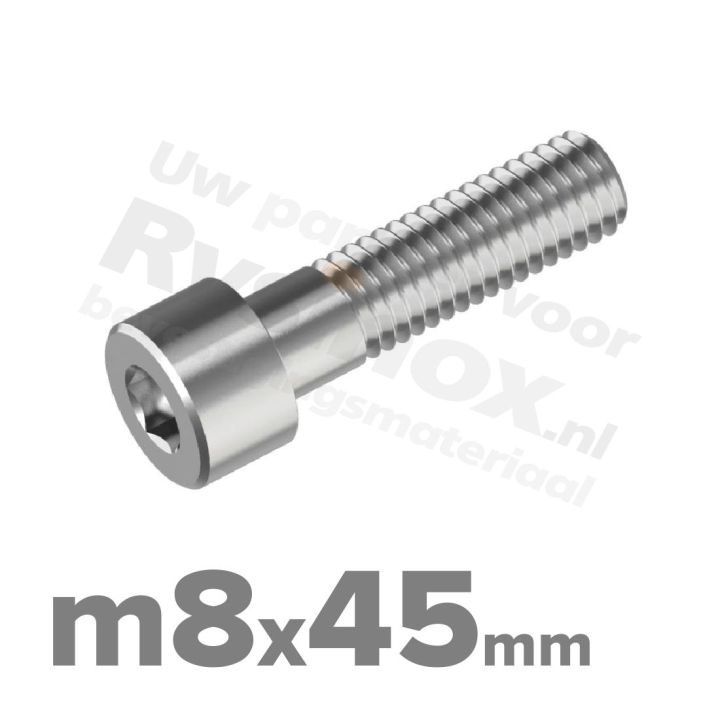Inbusbout M8x45 DIN 912 / ISO 4762 - RVS A2 (Inox)