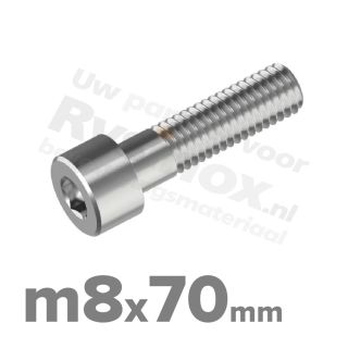 Inbusbout M8x70 DIN 912 / ISO 4762 - RVS A2 (Inox)