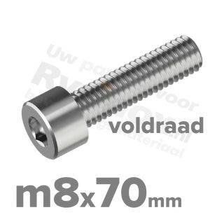 Inbusbout M8x70/70 DIN 912 / ISO 4762 - RVS A2 (Inox)
