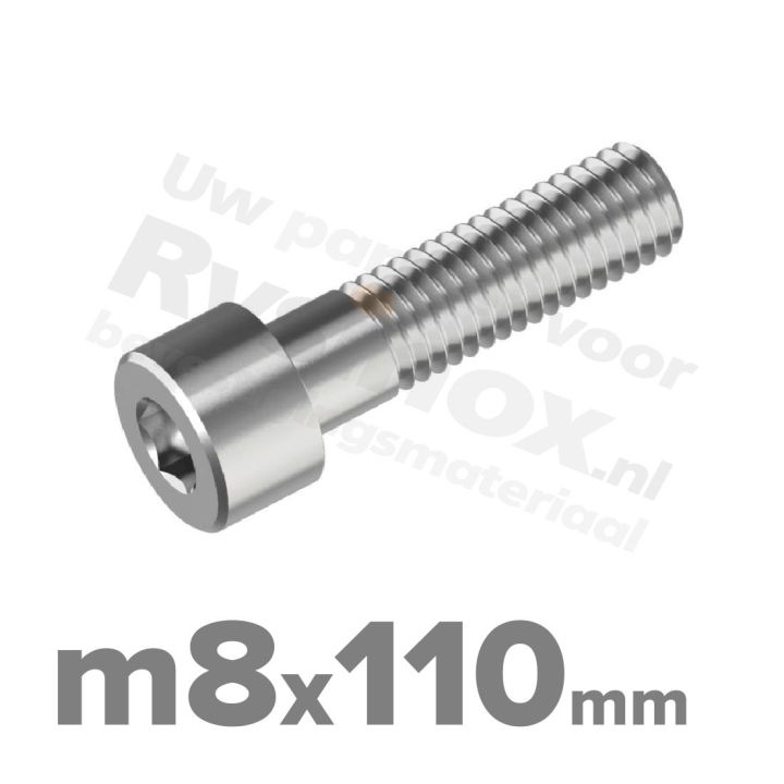 Inbusbout M8x110 DIN 912 / ISO 4762 - RVS A2 (Inox)
