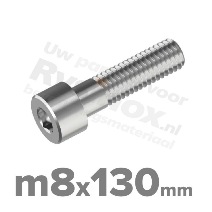 Inbusbout M8x130 DIN 912 / ISO 4762 - RVS A2 (Inox)
