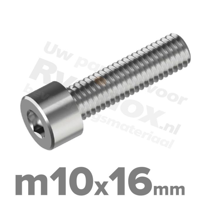 Inbusbout M10x16 DIN 912 / ISO 4762 - RVS A2 (Inox)