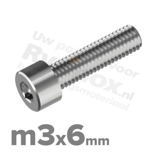 Inbusbout M3x6 DIN 912 / ISO 4762 - RVS A2 (Inox)