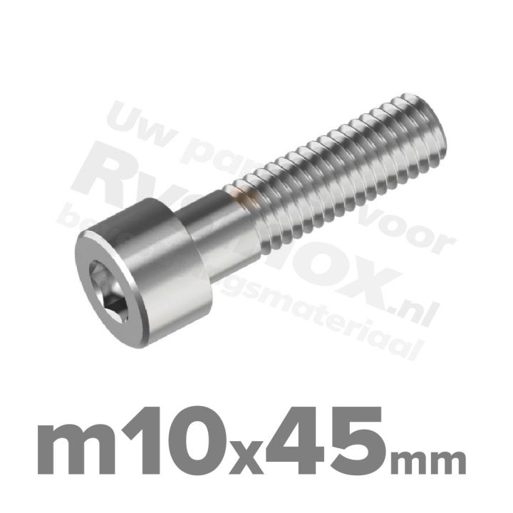 Inbusbout M10x45 DIN 912 / ISO 4762 - RVS A2 (Inox)