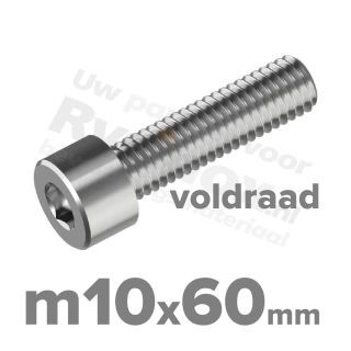 Inbusbout M10x60/60 DIN 912 / ISO 4762 - RVS A2 (Inox)