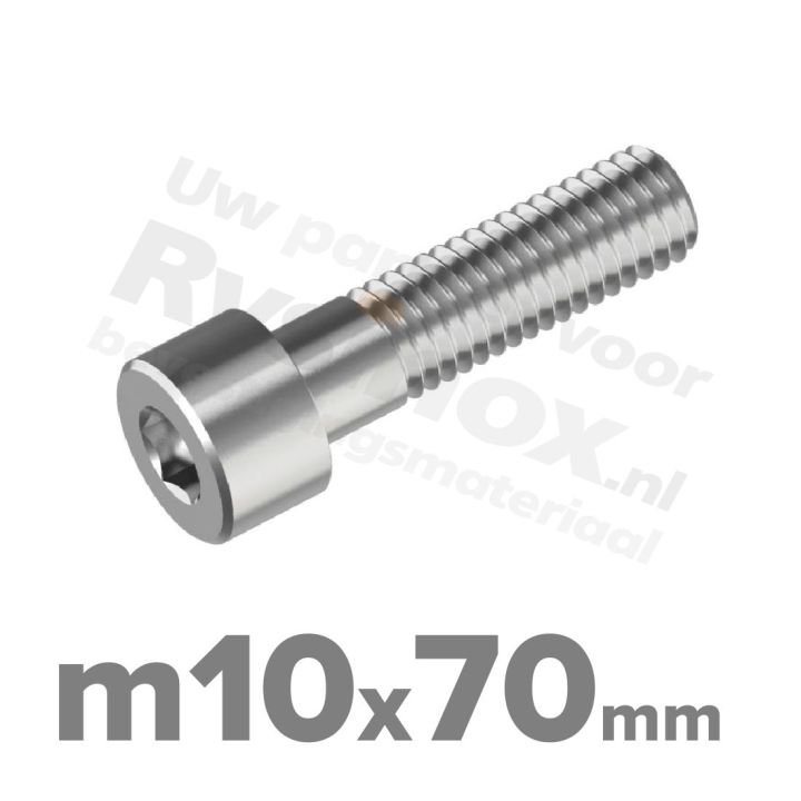 Inbusbout M10x70 DIN 912 / ISO 4762 - RVS A2 (Inox)
