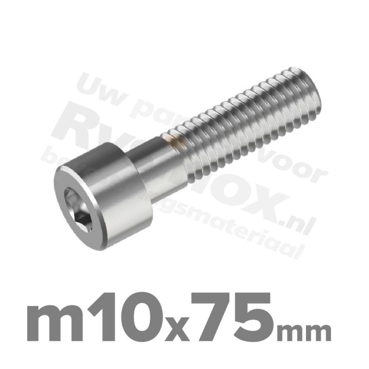 Inbusbout M10x75 DIN 912 / ISO 4762 - RVS A2 (Inox)