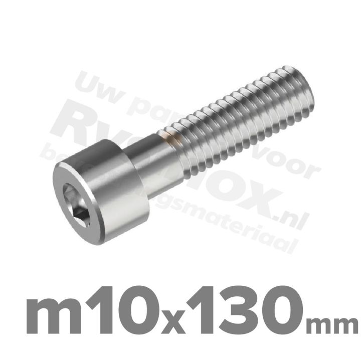 Inbusbout M10x130 DIN 912 / ISO 4762 - RVS A2 (Inox)