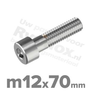 Inbusbout M12x70 DIN 912 / ISO 4762 - RVS A2 (Inox)