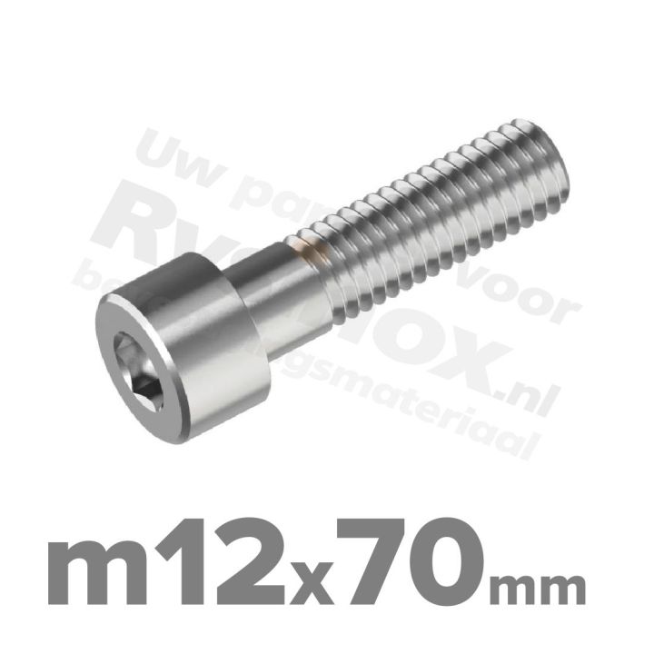 Inbusbout M12x70 DIN 912 / ISO 4762 - RVS A2 (Inox)