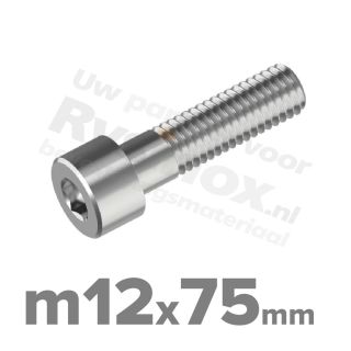 Inbusbout M12x75 DIN 912 / ISO 4762 - RVS A2 (Inox)