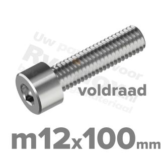 Inbusbout M12x100/100 DIN 912 / ISO 4762 - RVS A2 (Inox)