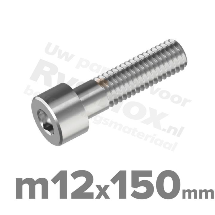 Inbusbout M12x150 DIN 912 / ISO 4762 - RVS A2 (Inox)