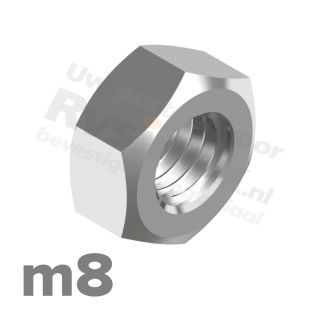 Zeskantmoer M8 DIN 934 RVS A2 | rvsinox.nl